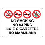 No Smoking No Vaping No E-Cigarettes Sign With Symbol NHE-39028