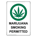 Portrait Marijuana Smoking Permitted Sign With Symbol NHEP-43055