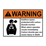 ANSI WARNING Subfloor space protected Sign with Symbol AWE-26924