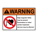 ANSI WARNING High magnetic fields may be present Sign with Symbol AWE-8159