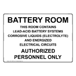 Battery Room Contains Lead-Acid Sign NHE-19967