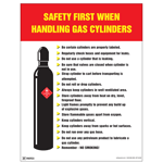 Safety First When Handling Gas Cylinders Poster, 22x17 in. Paper