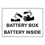 Battery Box Battery Inside Sign With Symbol NHE-30256
