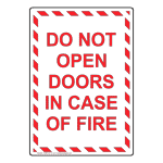 Portrait Do Not Open Doors In Case Of Fire Sign NHEP-6715