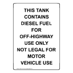 Portrait This Tank Contains Diesel Fuel For Sign NHEP-31176