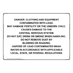 DANGER: CLOTHING AND EQUIPMENT CONTAMINATED Sign NHE-50641