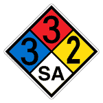 NFPA 704 Diamond Sign with 3-3-2-SA Hazard Ratings NFPA_PRINTED_332SA