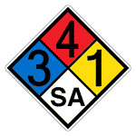 NFPA 704 Diamond Sign with 3-4-1-SA Hazard Ratings NFPA_PRINTED_341SA