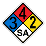 NFPA 704 Diamond Sign with 3-4-2-SA Hazard Ratings NFPA_PRINTED_342SA