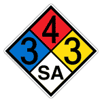 NFPA 704 Diamond Sign with 3-4-3-SA Hazard Ratings NFPA_PRINTED_343SA