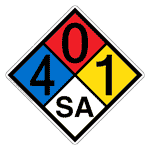NFPA 704 Diamond Sign with 4-0-1-SA Hazard Ratings NFPA_PRINTED_401SA