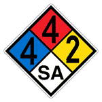 NFPA 704 Diamond Sign with 4-4-2-SA Hazard Ratings NFPA_PRINTED_442SA