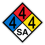 NFPA 704 Diamond Sign with 4-4-4-SA Hazard Ratings NFPA_PRINTED_444SA