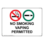 No Smoking Vaping Permitted Sign With Symbol NHE-37701