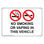 No Smoking Or Vaping In This Vehicle Sign With Symbol NHE-37706