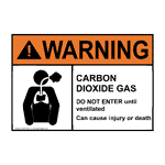 NuCO2 WARNING CARBON DIOXIDE GAS DO NOT ENTER Label with Symbol, 7x5 In. Vinyl