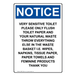 Portrait OSHA NOTICE Very Sensitive Toilet Please Only Sign ONEP-37066