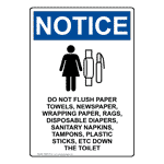 Portrait OSHA NOTICE Do Not Flush Paper Sign With Symbol ONEP-37431