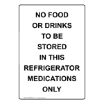 Portrait No Food Or Drinks To Be Stored In This Sign NHEP-35056