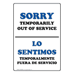 Sorry Temporarily Out Of Service Bilingual Sign NHB-8640