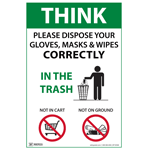 Dispose Gloves, Masks & Wipes Correctly Poster, 22x17 in. Paper