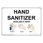 Hand Sanitizer Available Here Apply Rub Dry Sign NHE-13118
