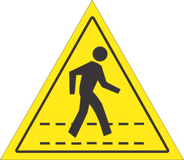 Pedestrian Walking Triangle Floor Sign
