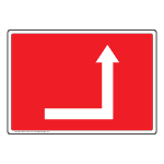 90 Degree Right Directional Arrow White on Red Sign NHE-13341
