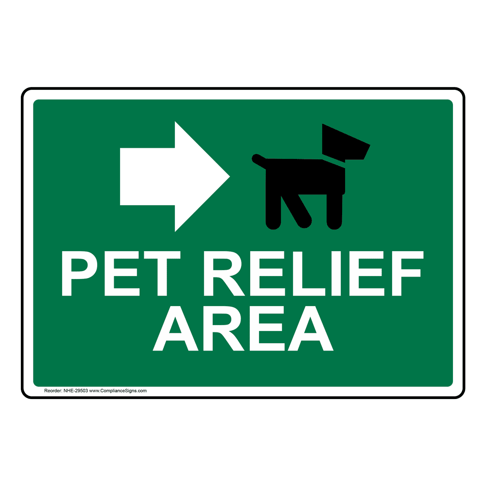 Pet Relief Area [Right Arrow] Sign Symbol 6 Sizes