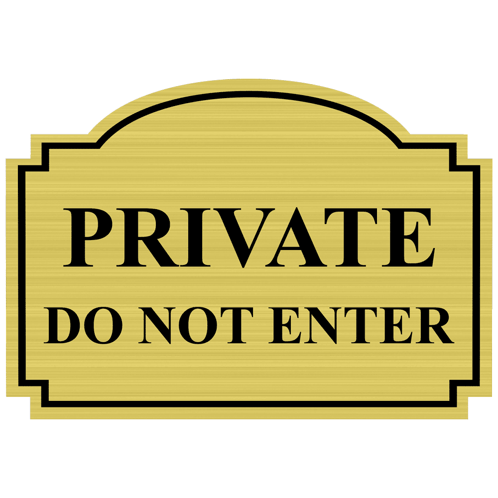 Gold Engraved Private Do Not Enter Sign, Plastic | Size: 5x3.5, EGRE-13360_Black_on_Gold | by ComplianceSigns, image size:1000x1000