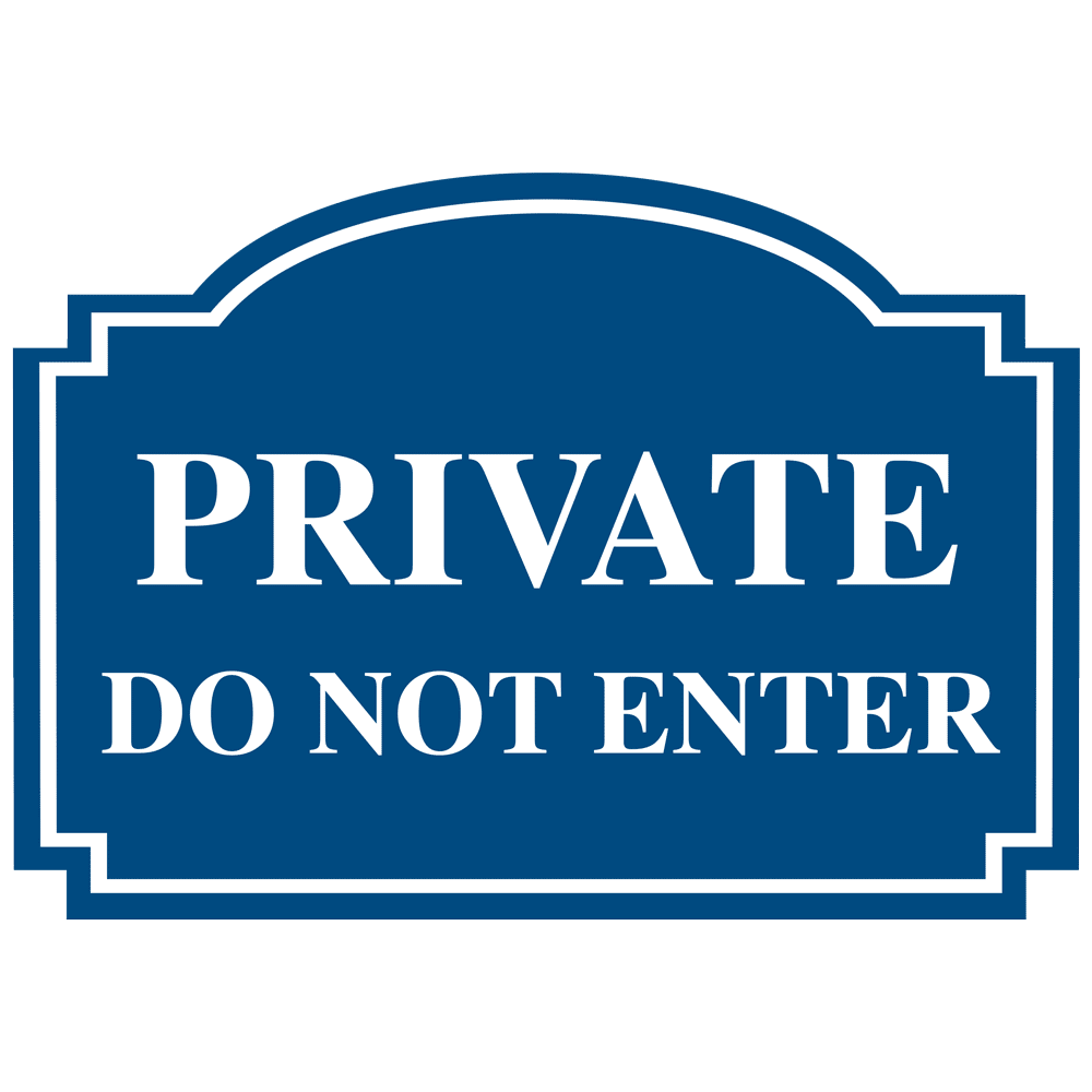 Blue Engraved Private Do Not Enter Sign, Plastic | Size: 5x3.5, EGRE-13360_White_on_Blue | by ComplianceSigns, image size:1000x1000