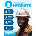 Blue Heat Stress Poster: Don't Wait. Hydrate.