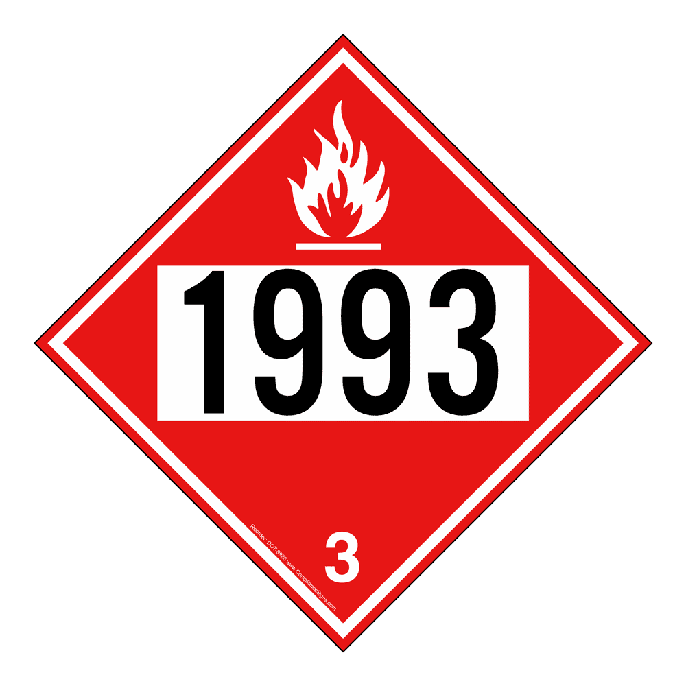 DOT Flammable 3 1993 Sign DOT 9926 Hazardous Loads