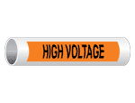 High Voltage Pipe Label PIPE-15231-BLKonORNG