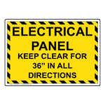 Yellow Electrical Panel Keep Clear 36 Inches Sign