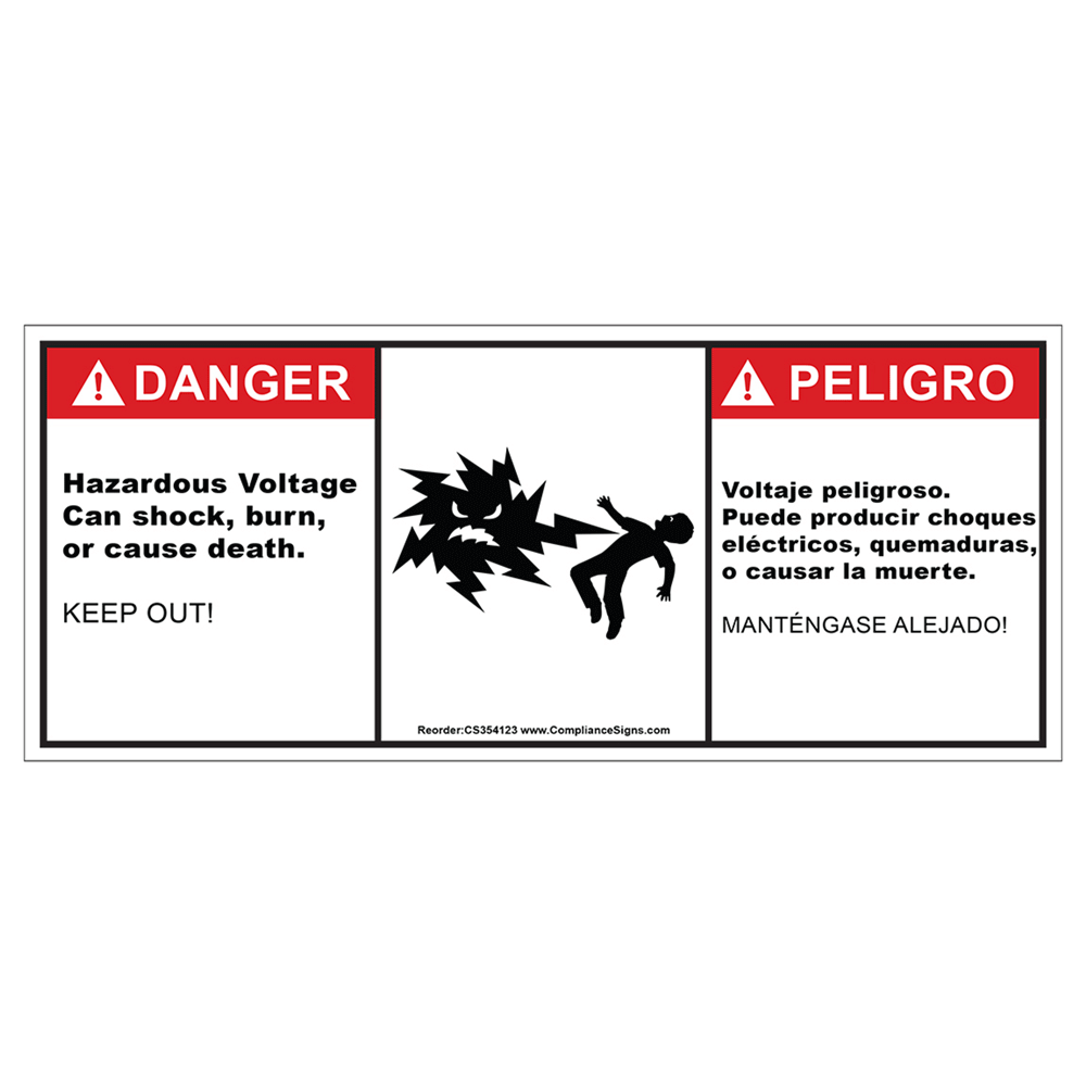 ANSI Label - Hazardous voltage. Can shock, burn - Electrical