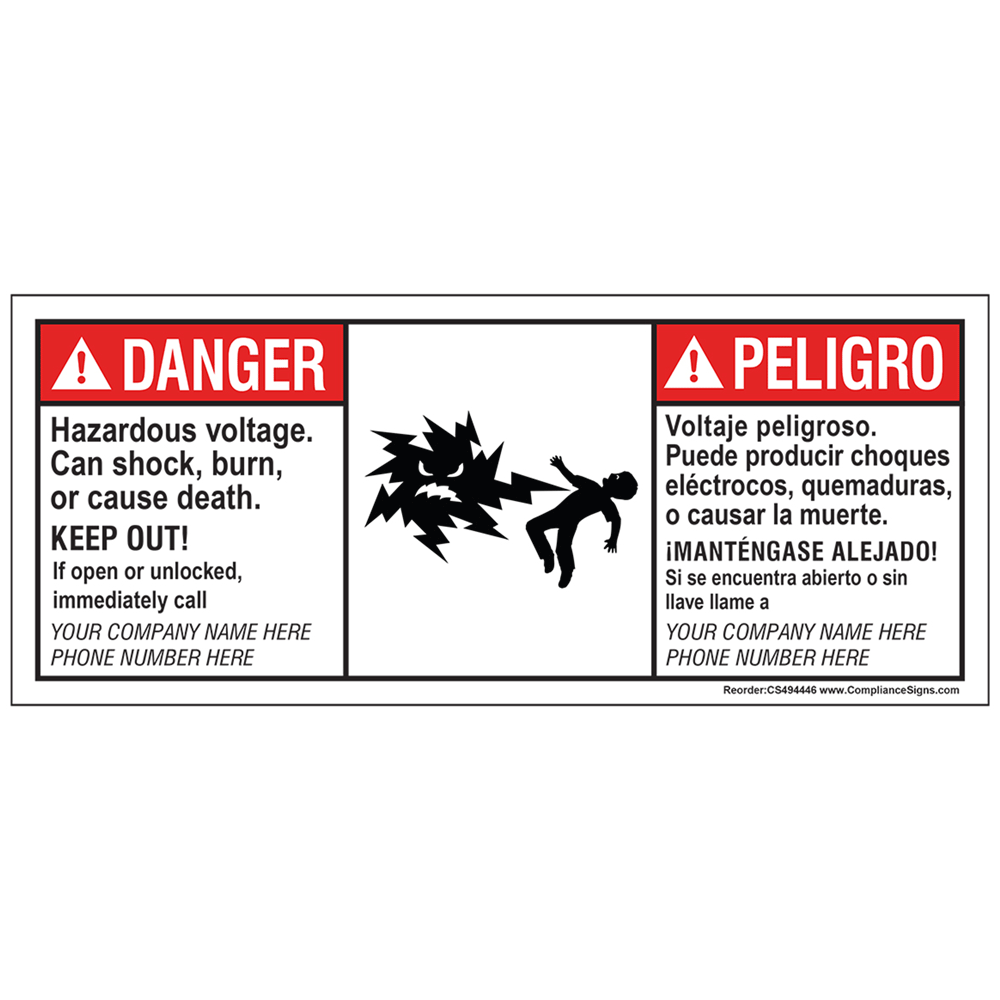 ANSI Label - Hazardous voltage - Custom - Electrical Voltage ...