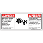 Custom Bilingual ANSI DANGER Hazardous voltage Label CS494446