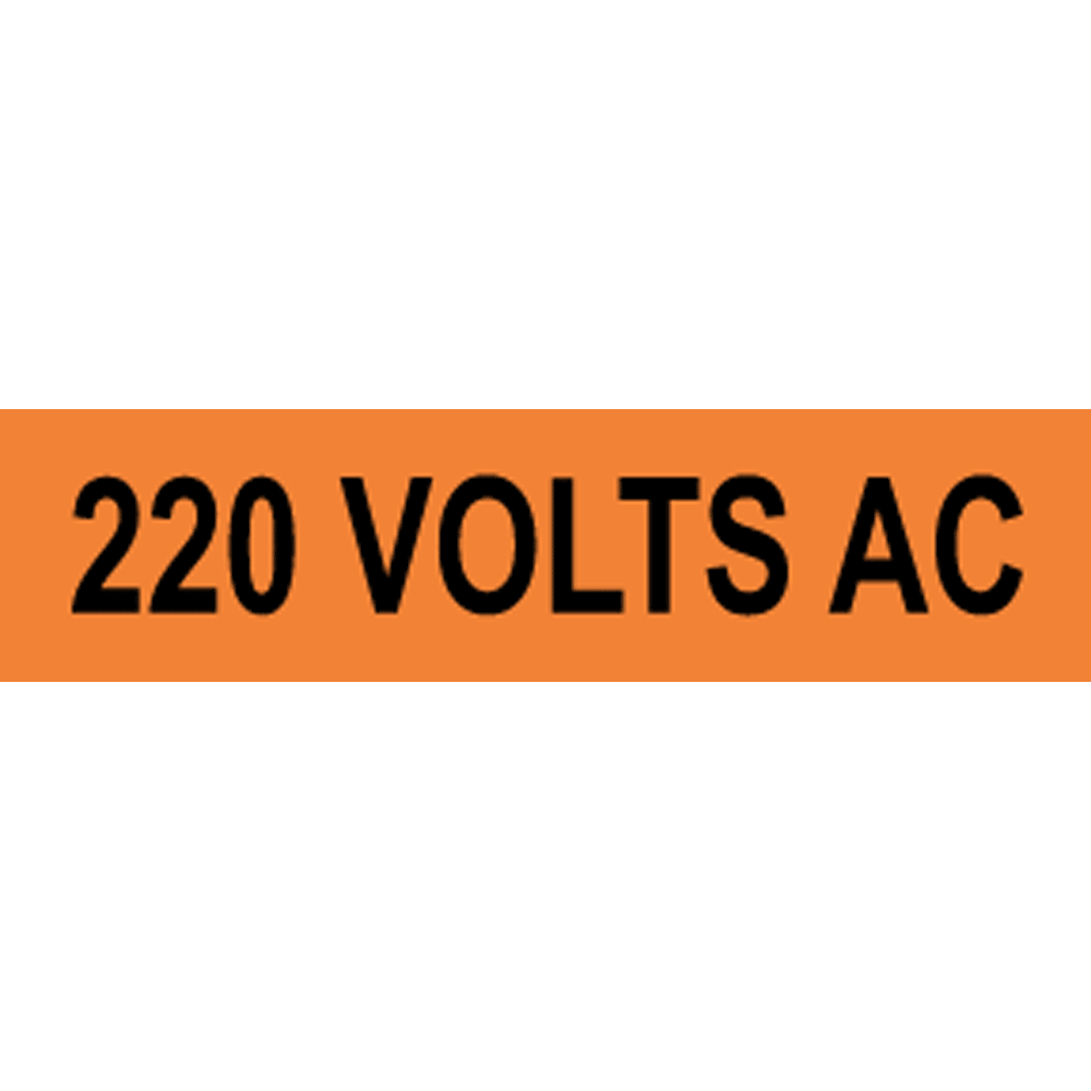 Electrical Voltage 220 Volts Ac Label / Sticker Orange US Made