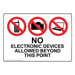 No Electronic Devices Allowed Beyond This Point Sign NHE-25198