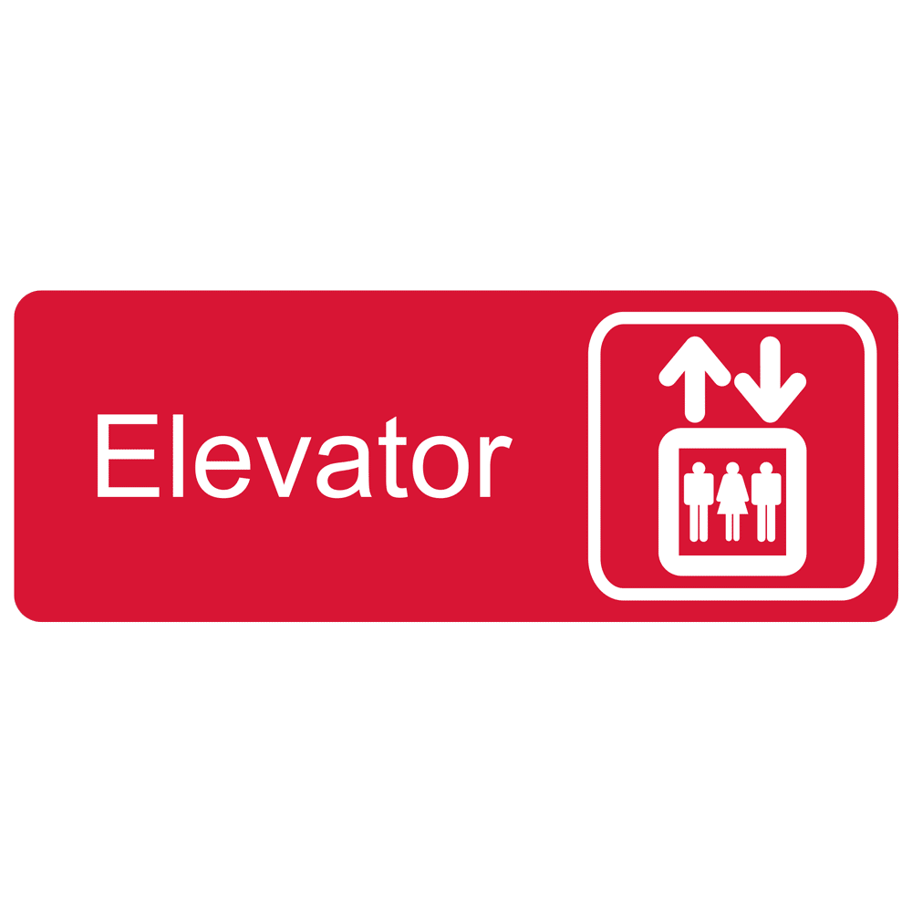 Elevator White on Red Sign EGRE-305-SYM-WHTonRed Elevator