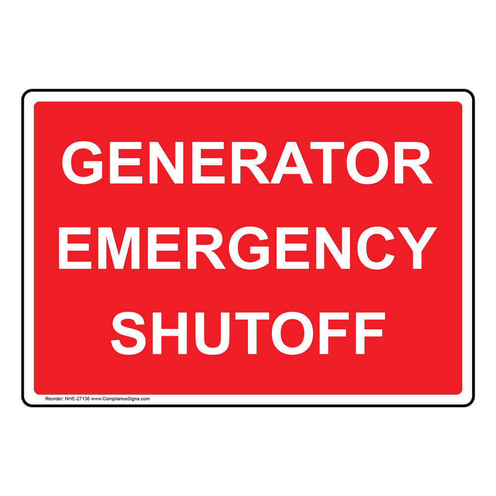 Generator Emergency Shutoff Sign