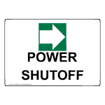 Power Shutoff [Right Arrow] Sign With Symbol NHE-29046