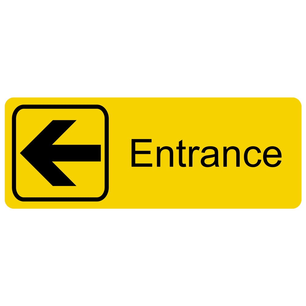Yellow Engraved Entrance Left Sign with Symbol EGRE 320 SYM Black on Yellow