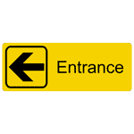 Entrance Left Engraved Sign EGRE-320-SYM-BLKonYLW Enter / Exit