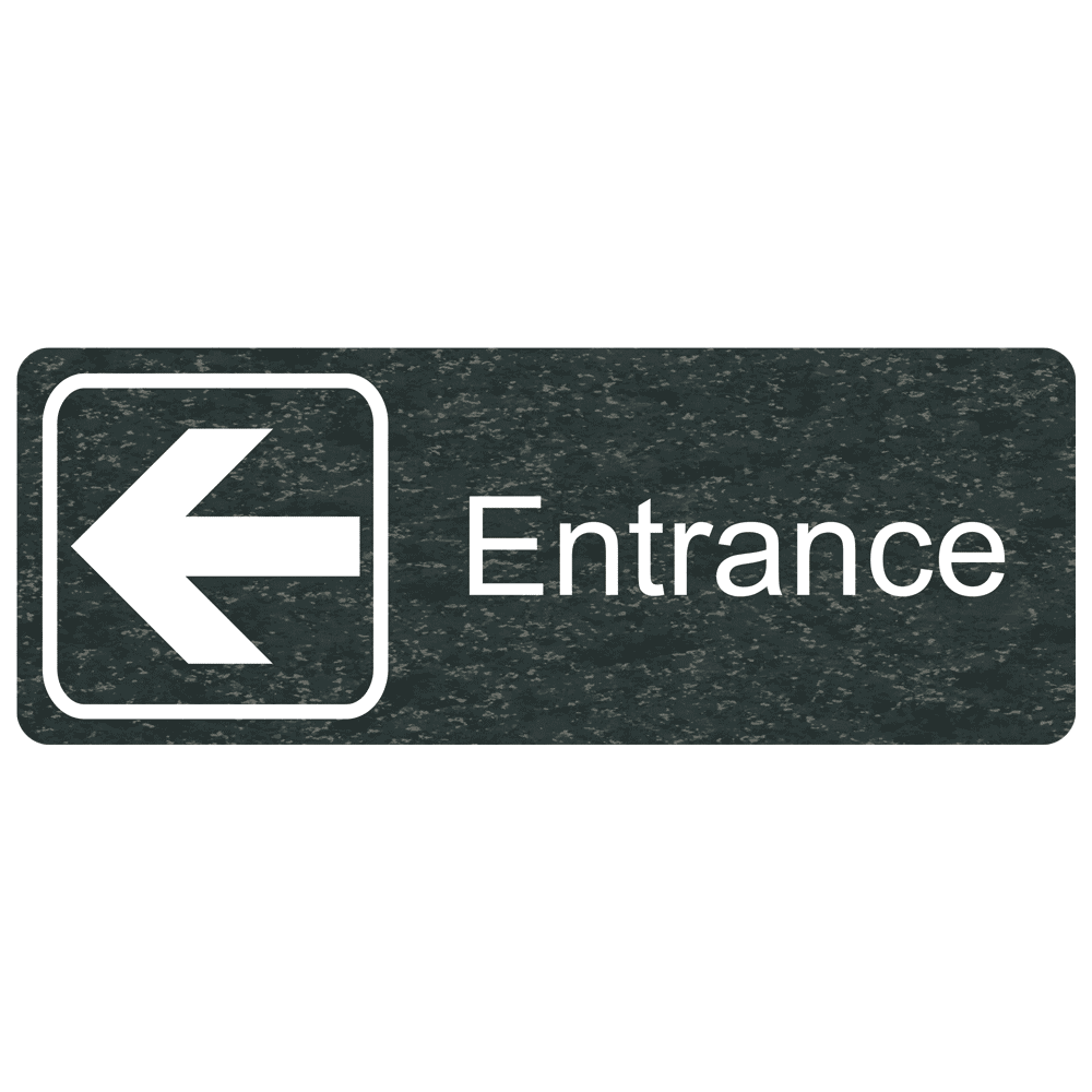 Entrance Arrow Left Engraved Sign Egre 320 Sym Whtonchmrbl Enter