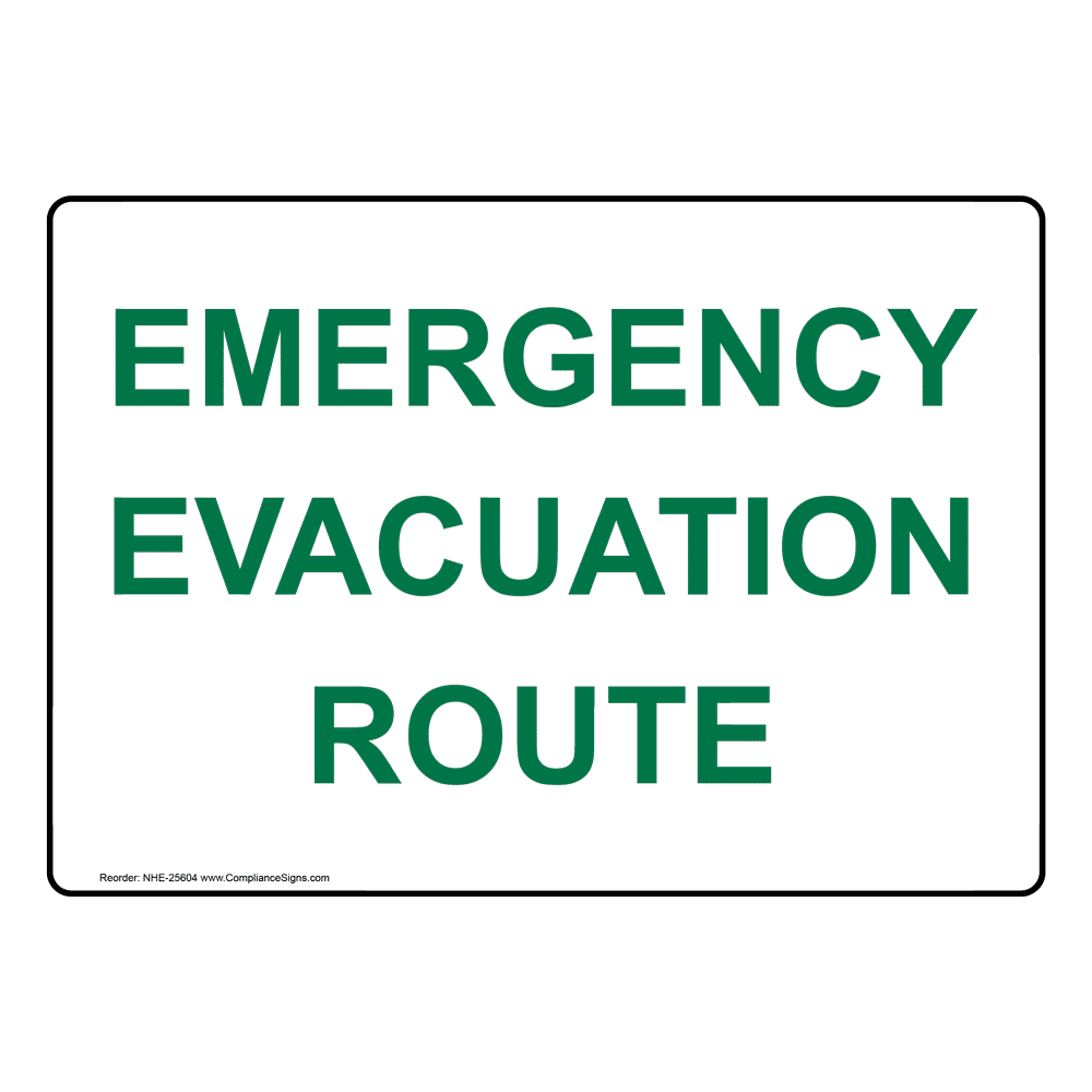 White Emergency Response Sign Emergency Evacuation Route 6 Sizes