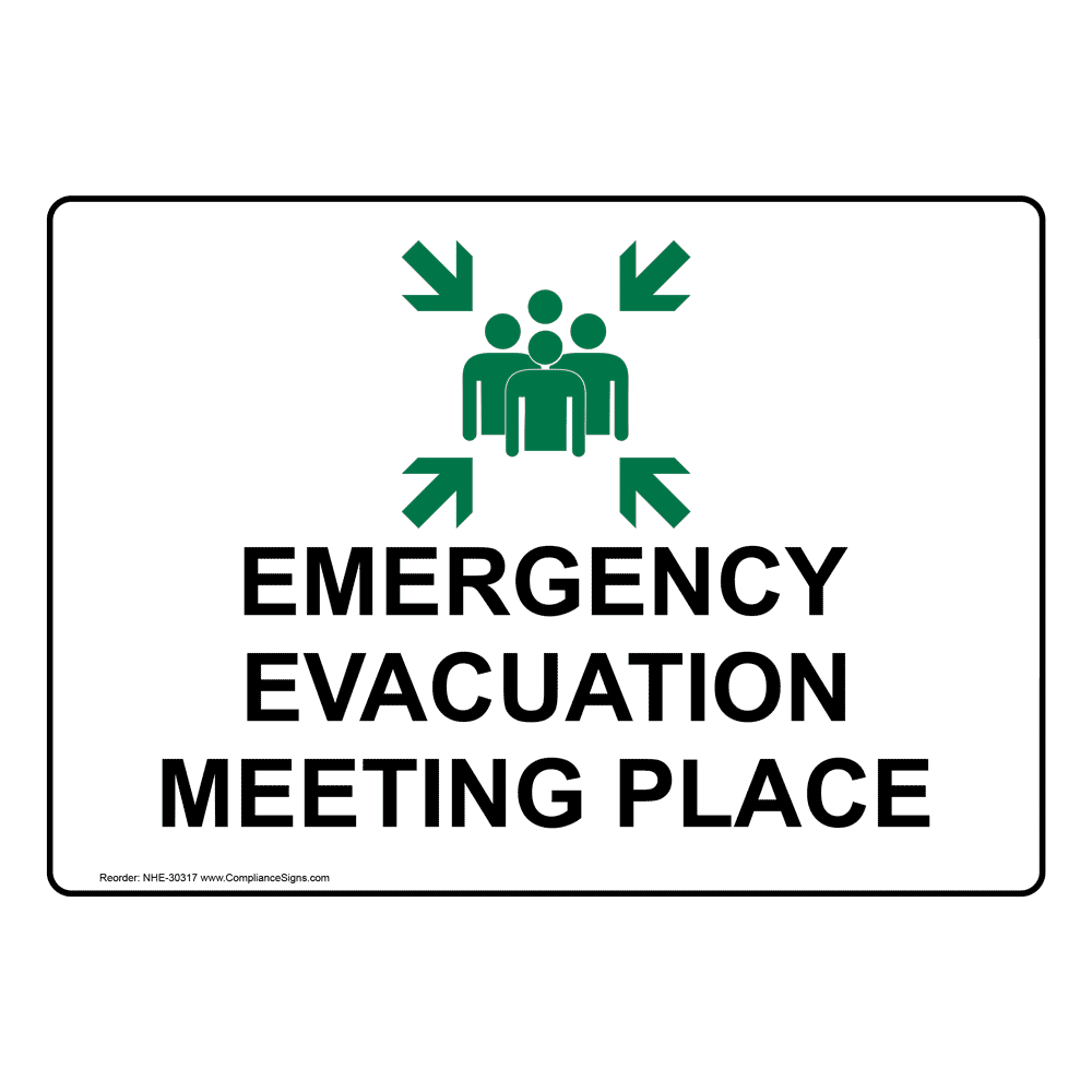 ComplianceSigns Aluminum Emergency Evacuation Meeting Place Sign 14 x 10 in. 