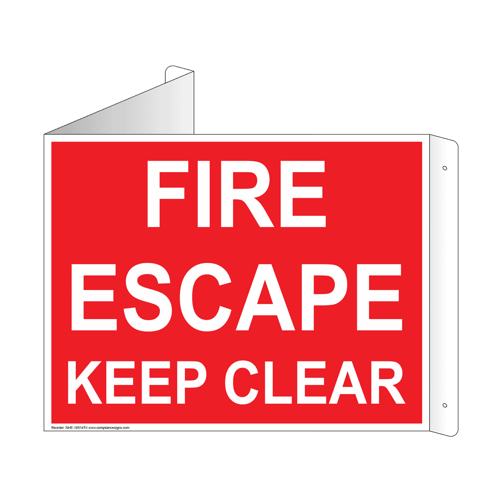 4 x Plastic Signs Stickers 100x100 Fire Escape Door Keep Clear Of Obstruction. 