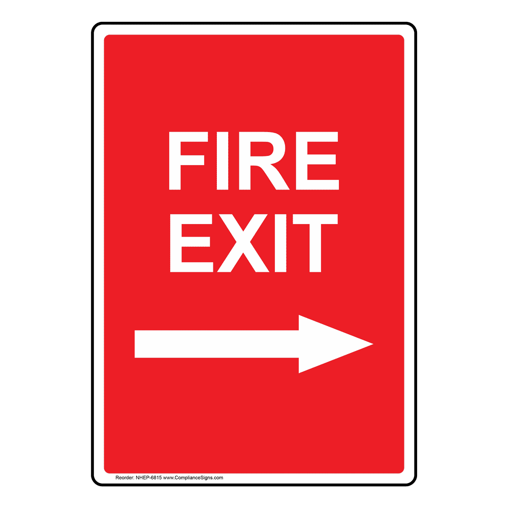 Vertical Sign Fire Exit Fire Exit With Right Arrow